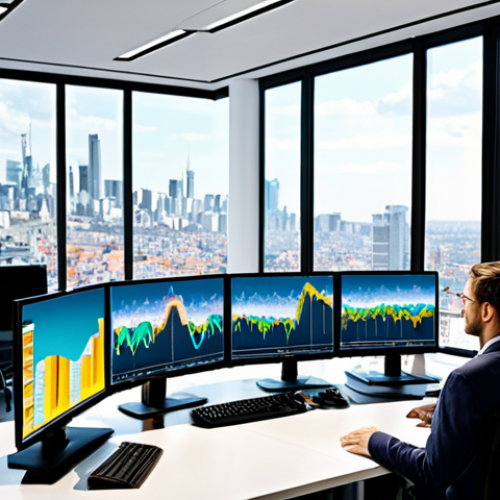 Home 15 **
A modern actuary's workspace: a bright, open office with large monitors displaying complex statistical models and data visualizations. The actuary, dressed in business casual attire, is analyzing trends related to climate change, with a window showing a cityscape in the background. The overall tone is forward-thinking and innovative.
**