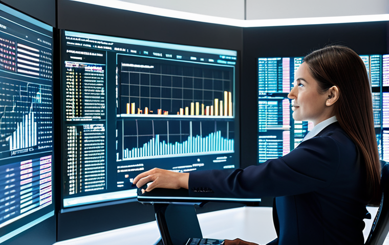 A professional actuary, a sophisticated woman in a modest business suit, is seated at a sleek, minimalist desk in a high-tech, modern office. She is interacting with translucent, holographic financial projections and intricate data visualizations that float in the air around her, showcasing algorithms and machine learning patterns. Large digital screens in the background display complex economic models and real-time market data. The scene emphasizes innovation, predictive analytics, and the integration of artificial intelligence in financial forecasting. The atmosphere is intellectual and forward-thinking. This image is fully clothed, modest clothing, appropriate attire, professional dress, safe for work, appropriate content, perfect anatomy, correct proportions, natural pose, well-formed hands, proper finger count, natural body proportions, professional photography, high quality.
