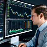 A professional actuary, fully clothed in a modest business suit, deeply focused on multiple computer screens displaying complex data visualizations, Python code snippets, and advanced statistical models. The setting is a sleek, well-lit modern office emphasizing a high-tech environment for big data analysis. perfect anatomy, correct proportions, natural pose, well-formed hands, proper finger count, natural body proportions, safe for work, appropriate content, fully clothed, professional, high quality.