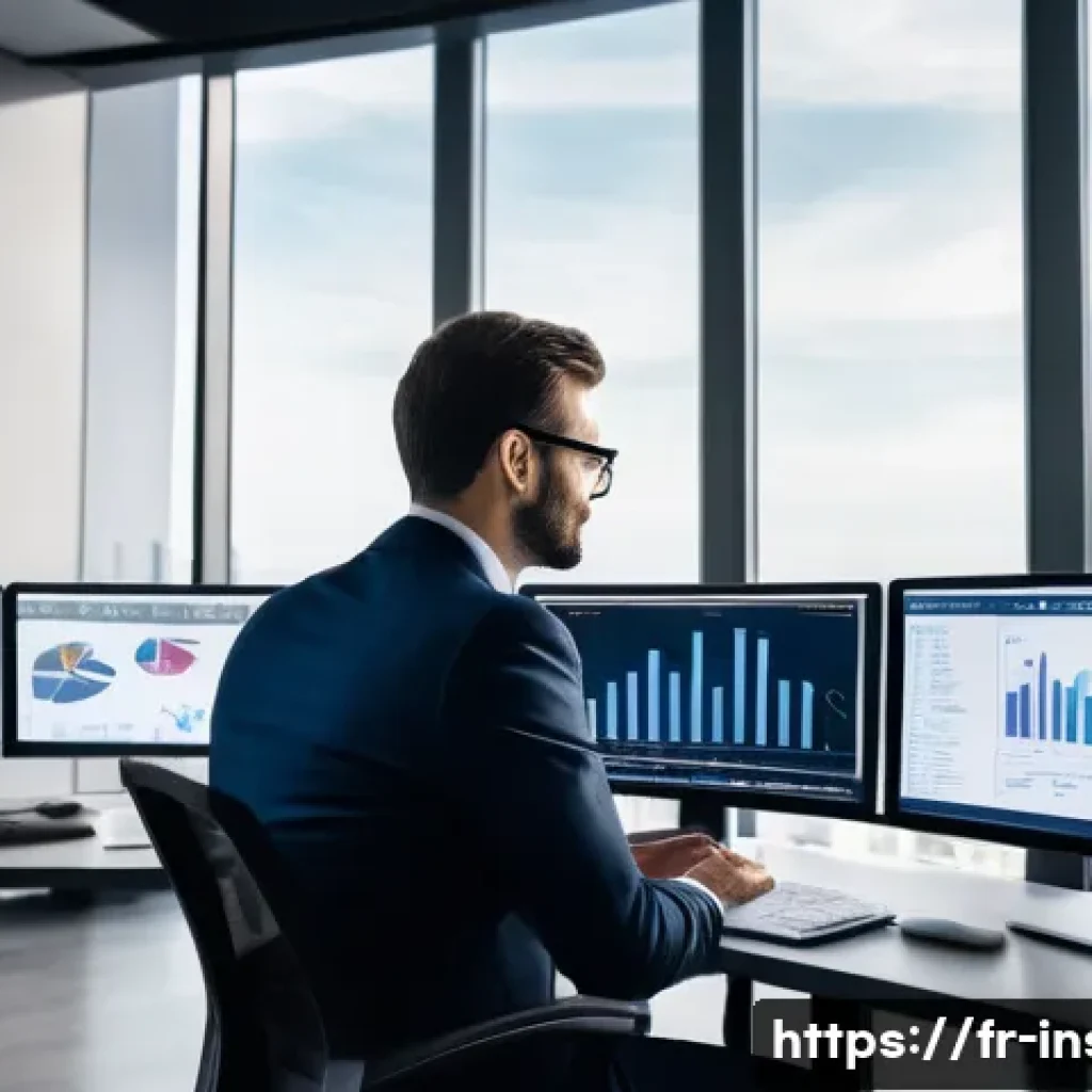 보험계리사 퇴사 후 대안 - A professional French financial risk manager in a modern Paris office, dressed in smart business att...