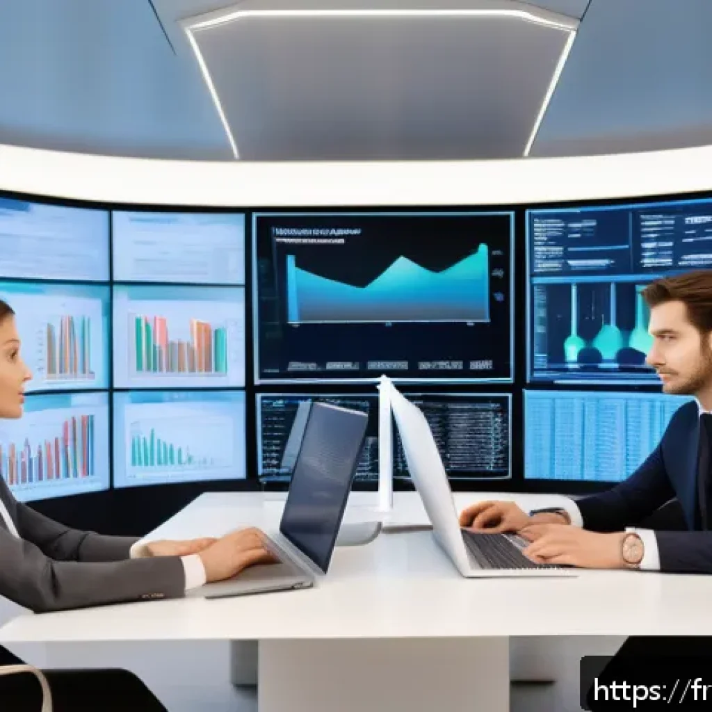 보험계리사와 크레딧 리스크 - A modern financial analyst office scene in Paris, featuring a diverse team of professionals collabor...