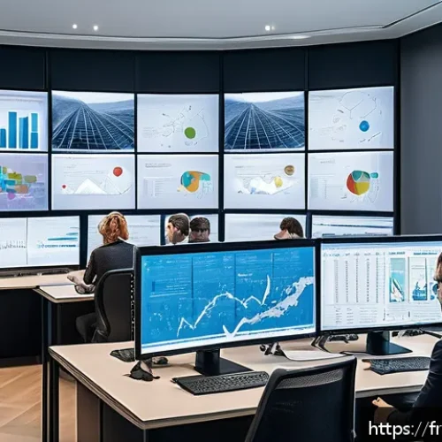 보험계리사와 제휴 보험상품 개발 - A modern insurance office scene in Paris with actuaries and data scientists collaborating intensely ...